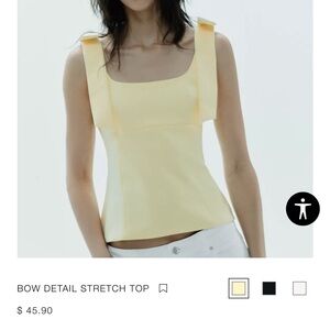 Zara Light Yellow Bow Top